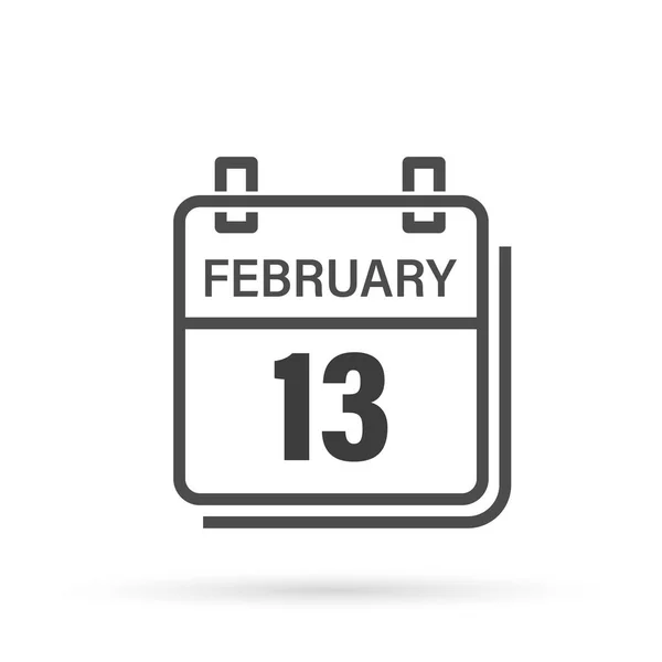 Febrero Icono Del Calendario Con Sombra Día Mes Ilustración Vectorial — Vector de stock