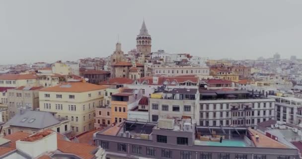 Κωνσταντινούπολη Ιστορική Χερσόνησος Τοπίο Αεροφωτογραφία Του Πύργου Γαλατά Και Του — Αρχείο Βίντεο
