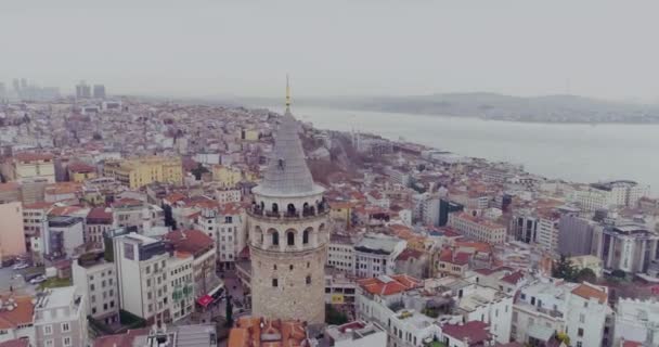 Istanbul Historical Peninsula Landscape Aerial View Galata Tower Golden Horn — Stock Video