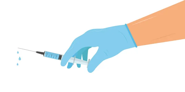 Έννοια Εμβολιασμού Και Ανοσοποίησης Χέρι Και Σύριγγα Εικονογράφηση Διανύσματος — Διανυσματικό Αρχείο