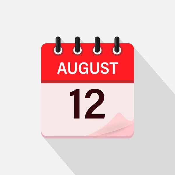 Αυγούστου Ημερολόγιο Εικόνα Σκιά Μέρα Μήνας Επίπεδη Διανυσματική Απεικόνιση — Διανυσματικό Αρχείο