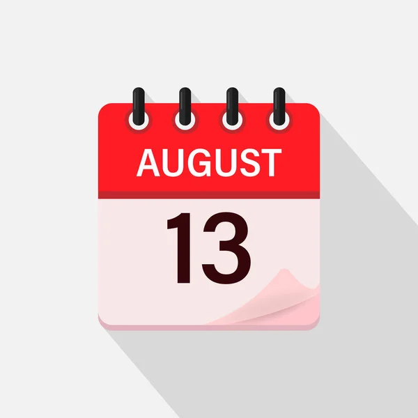 Αυγούστου Ημερολόγιο Εικόνα Σκιά Μέρα Μήνας Επίπεδη Διανυσματική Απεικόνιση — Διανυσματικό Αρχείο