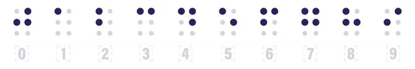 Braille Nummer Symbolen Tactiel Schrijfsysteem Gebruikt Door Slechtzienden Icoon Set — Stockvector