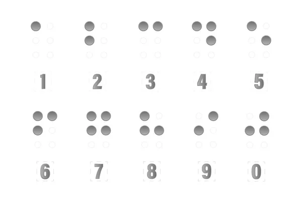 Símbolos Números Braille Sistema Escrita Tátil Usado Por Deficientes Visuais — Vetor de Stock