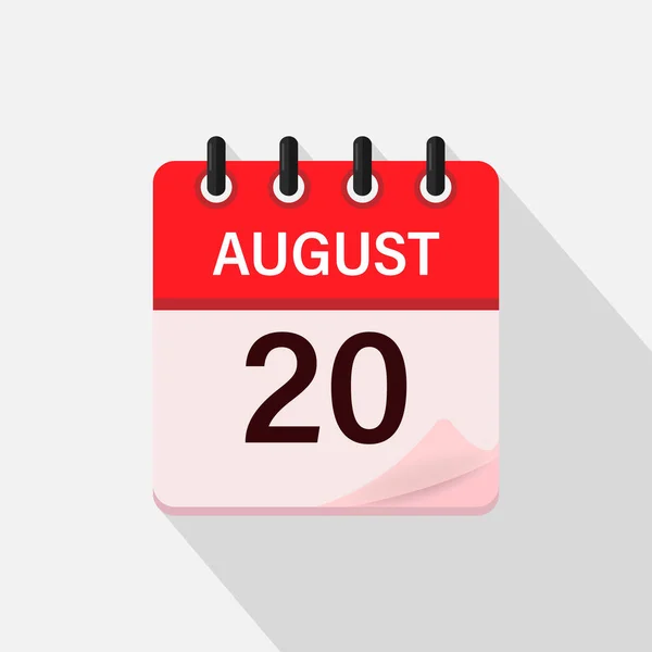 August Calendar Icon Shadow Day Month Flat Vector Illustration —  Vetores de Stock