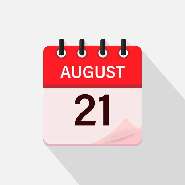 August Calendar Icon Shadow Day Month Flat Vector Illustration — Vettoriale Stock