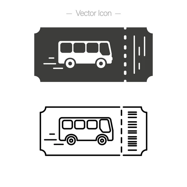 Bilet Autobuz Plat Pictograma Linie Ilustrație Vectorială Izolată — Vector de stoc