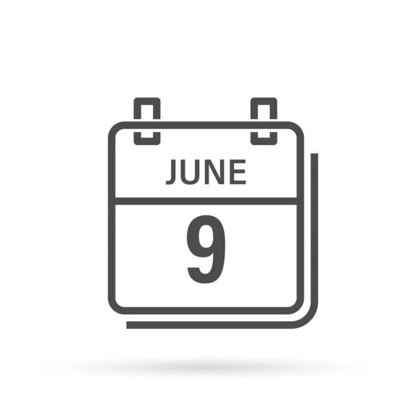 Icono Calendario Con Sombra Junio Día Mes Ilustración Vectorial Plana — Archivo Imágenes Vectoriales