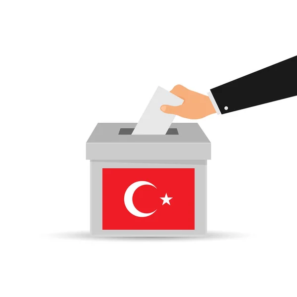 Концепція Голосування Туреччині Поклади Папір Урну Голосування Ізольований Векторний Малюнок — стоковий вектор