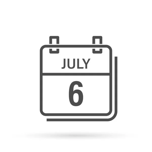 Значок Календаря Тенью Июля День Месяц Плоская Векторная Иллюстрация — стоковый вектор