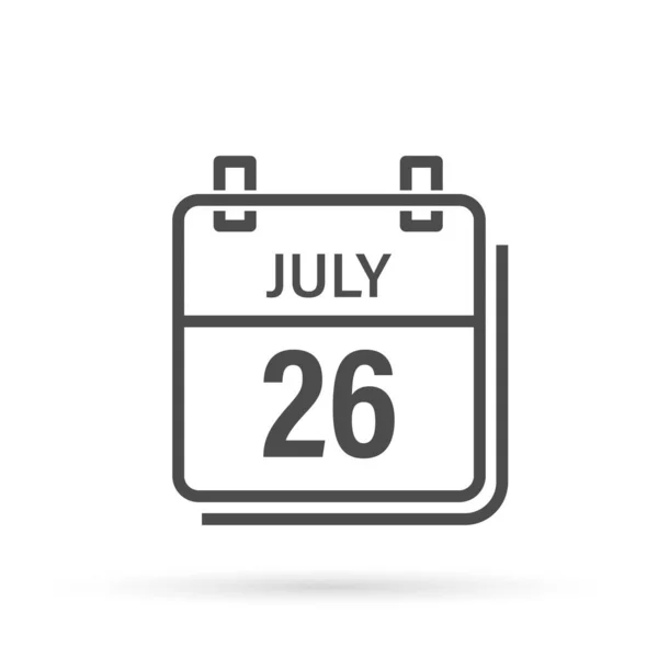 Calendar Icon Shadow July Day Month Flat Vector Illustration — Image vectorielle