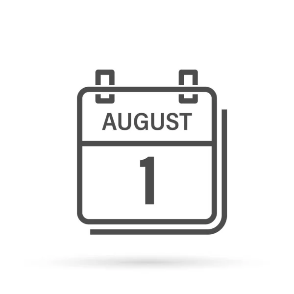 8月1日 带有阴影的日历图标 一个月 平面矢量图解 — 图库矢量图片