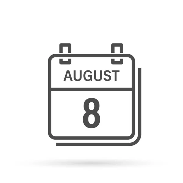 Agosto Icono Del Calendario Con Sombra Día Mes Ilustración Vectorial — Vector de stock