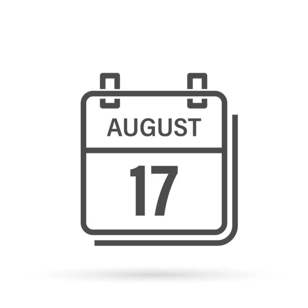 August Calendar Icon Shadow Day Month Flat Vector Illustration — 스톡 벡터