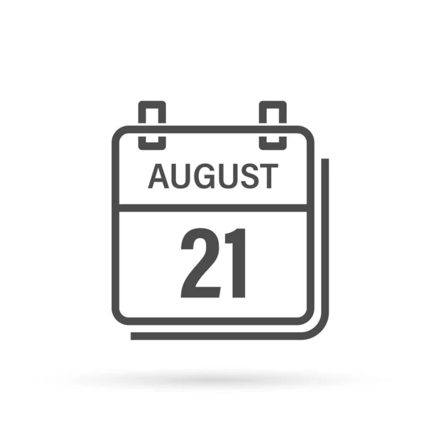 August Calendar Icon Shadow Day Month Flat Vector Illustration - Stok Vektor