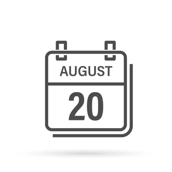 August Calendar Icon Shadow Day Month Flat Vector Illustration - Stok Vektor
