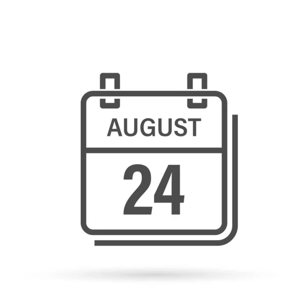 Значок Календаря Тенью Августа День Месяц Плоская Векторная Иллюстрация — стоковый вектор