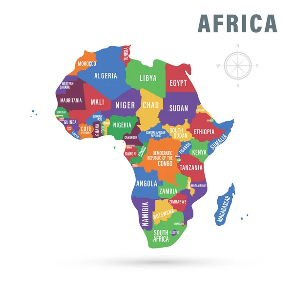Africa Political Map Country Names Isolated Vector Illustration — стоковий вектор