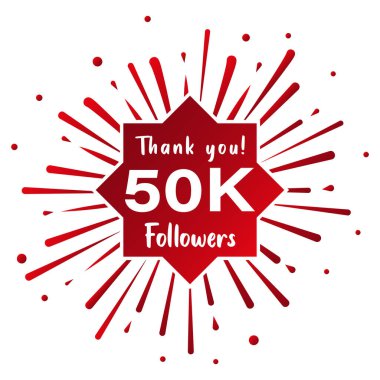 Thank you 50.000 followers. Social media concept. 50k followers celebration template. Vector design