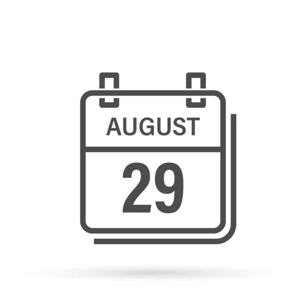 Agosto Icona Del Calendario Con Ombra Giorno Mese Illustrazione Vettoriale — Vettoriale Stock