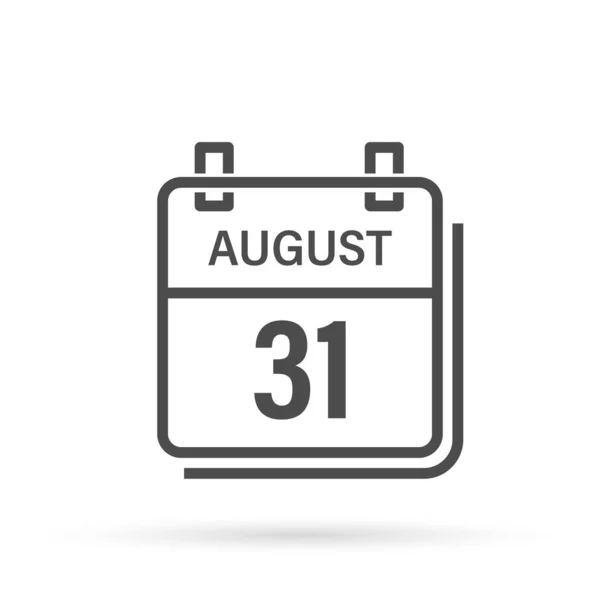 Agustus Ikon Kalender Dengan Bayangan Hari Bulan Ilustrasi Vektor Datar - Stok Vektor