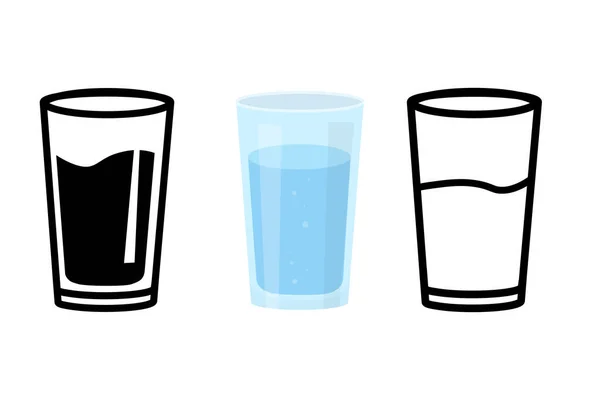 Glass Full Water Set Icon Vector Illustration Isolated White Background — Stockvektor