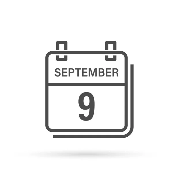 Σεπτεμβρίου Ημερολόγιο Εικόνα Σκιά Μέρα Μήνας Επίπεδη Διανυσματική Απεικόνιση — Διανυσματικό Αρχείο