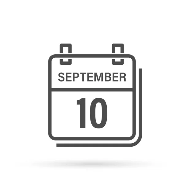 Calendar Icon Shadow September Day Month Flat Vector Illustration — 스톡 벡터