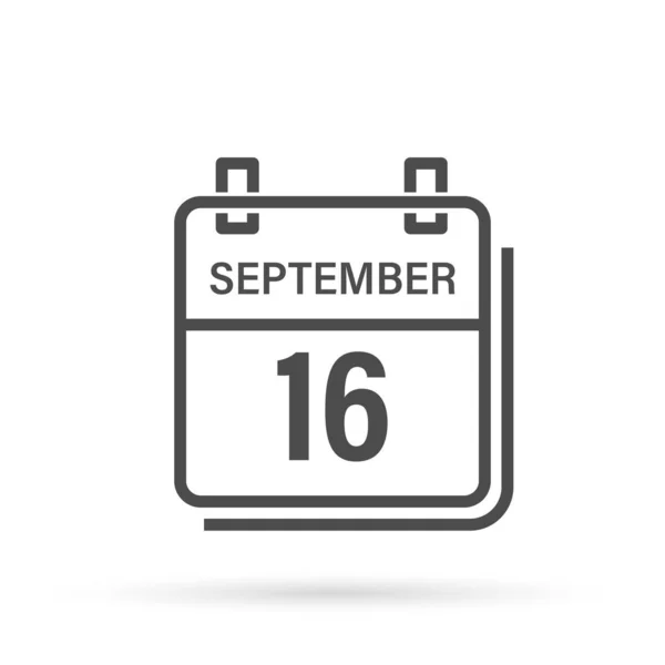 Septembre Icône Calendrier Avec Ombre Jour Mois Illustration Vectorielle Plate — Image vectorielle