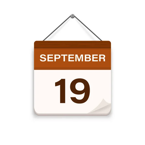 Calendar Icon Shadow September Day Month Flat Vector Illustration — Stok Vektör