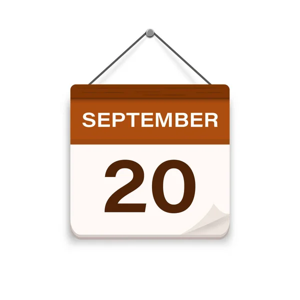 September Calendar Icon Shadow Day Month Flat Vector Illustration — Stock Vector