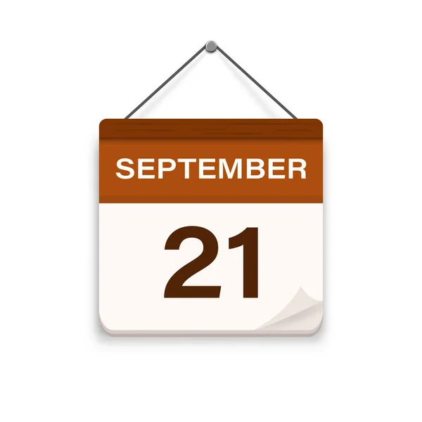 September Kalender Icoon Met Schaduw Dag Maand Platte Vectorillustratie — Stockvector