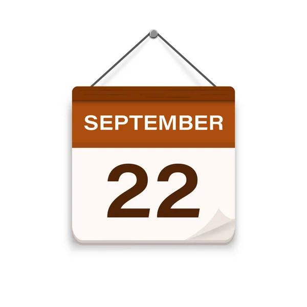Calendar Icon Shadow September Day Month Flat Vector Illustration — Image vectorielle