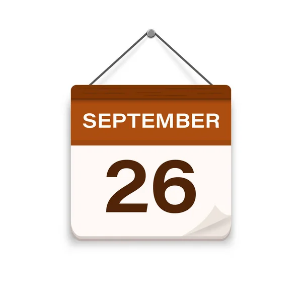 September Kalender Icoon Met Schaduw Dag Maand Platte Vectorillustratie — Stockvector