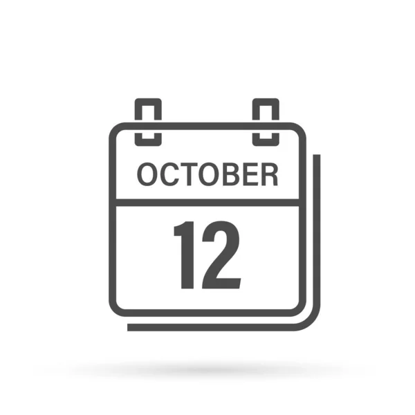 Εικόνα Ημερολογίου Σκιά Οκτωβρίου Μέρα Μήνας Επίπεδη Διανυσματική Απεικόνιση — Διανυσματικό Αρχείο