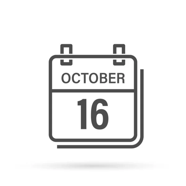 Oktober Kalender Ikon Med Skugga Dag Månad Platt Vektor Illustration — Stock vektor