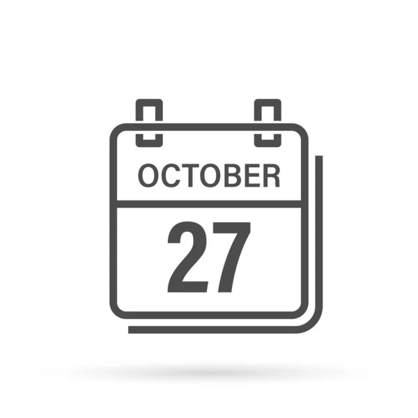 October Calendar Icon Shadow Day Month Flat Vector Illustration — Stock Vector