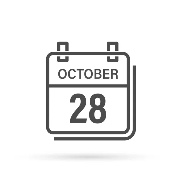October Calendar Icon Shadow Day Month Flat Vector Illustration — Stock Vector