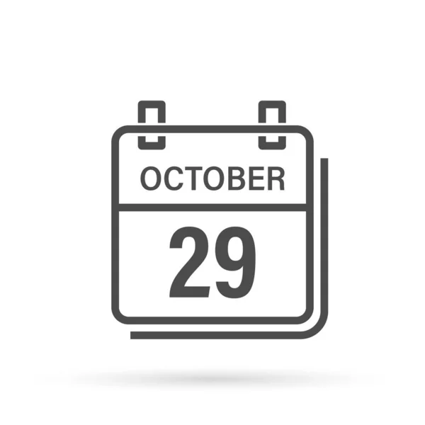 October Calendar Icon Shadow Day Month Flat Vector Illustration — ストックベクタ