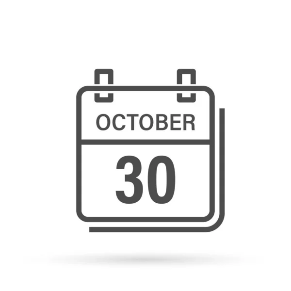 Οκτωβρίου Εικονίδιο Ημερολογίου Σκιά Μέρα Μήνας Επίπεδη Διανυσματική Απεικόνιση — Διανυσματικό Αρχείο