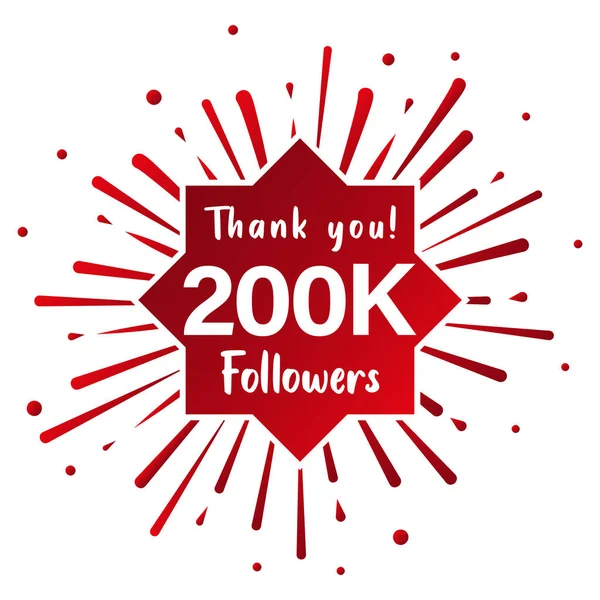 Gracias 200 000 Seguidores Concepto Redes Sociales Plantilla Celebración 200K — Vector de stock