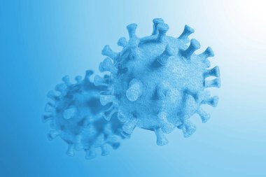 Coronavirus COVID 19 mikroskop altında. 3d illüstrasyon