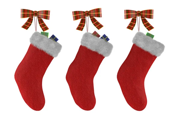 Christmas socks with gifts isolated — Stock Photo, Image