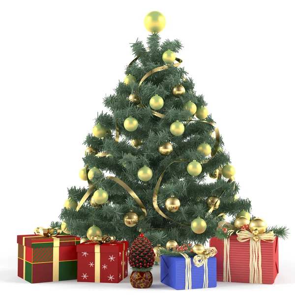 Christmas tree decorated with toys — Stock Photo, Image