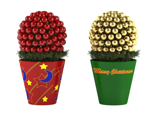 Christmas speelgoed. decoratieve dennenappel in een pot — Stockfoto