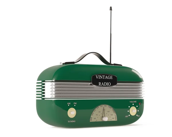 Старомодный винтажный портативный радио.Зеленый цвет — стоковое фото