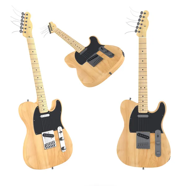Guitarra elétrica isolada. Ângulos de visão múltiplos — Fotografia de Stock