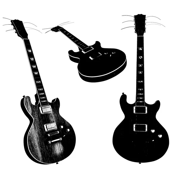 Elektro gitar siluetleri izole — Stok fotoğraf