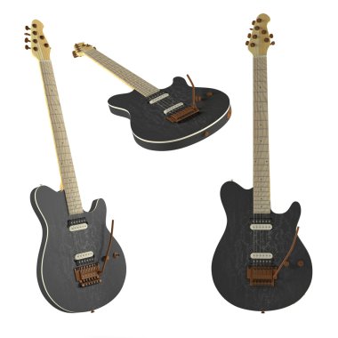 Electric guitar isolated. Multiple angles of view clipart