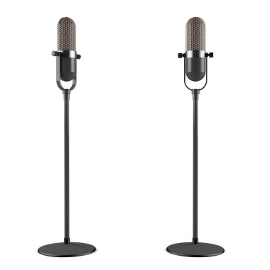 Classic studio microphone on the stand isolated clipart